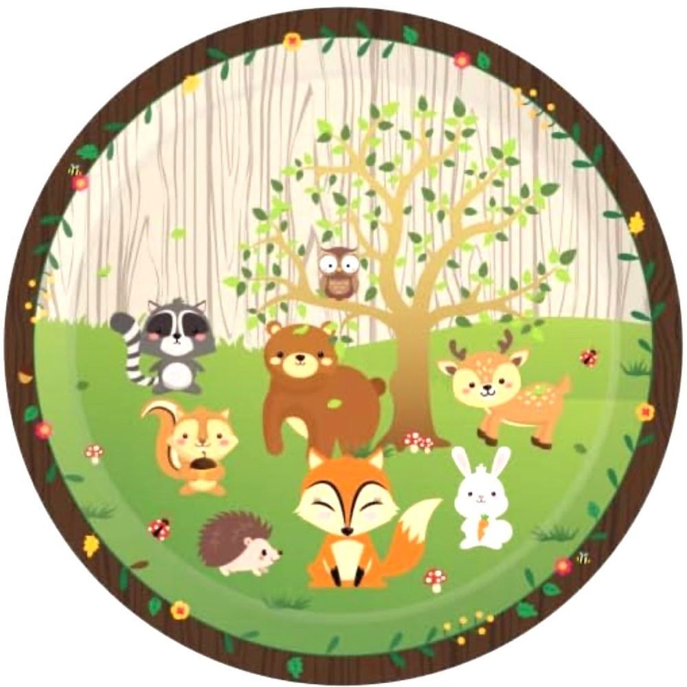 24 Pcs Woodland Animal Dessert Plates